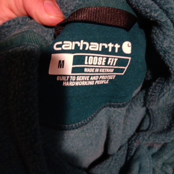 Carhartt Hoodie Men's Size M Green Sweatshirt Fleece Workwear Loose Fit Semi New - Picture 4 of 4